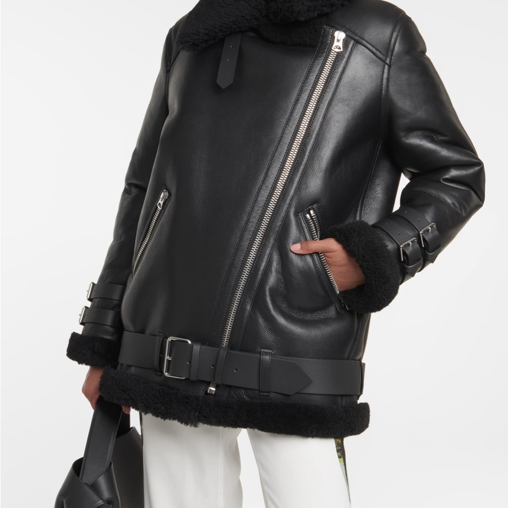 Acne Studios Black Leather Shearling Jacket (size 32 l US 0 l UK 4)